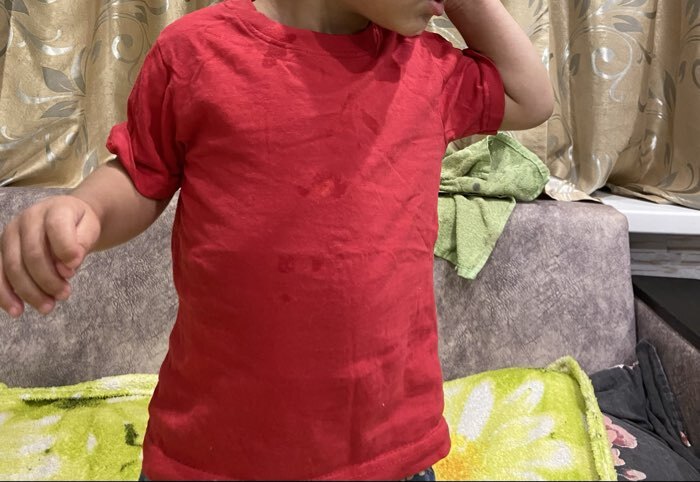 Фотография покупателя товара Футболка детская, красная, рост 86 см - Фото 6