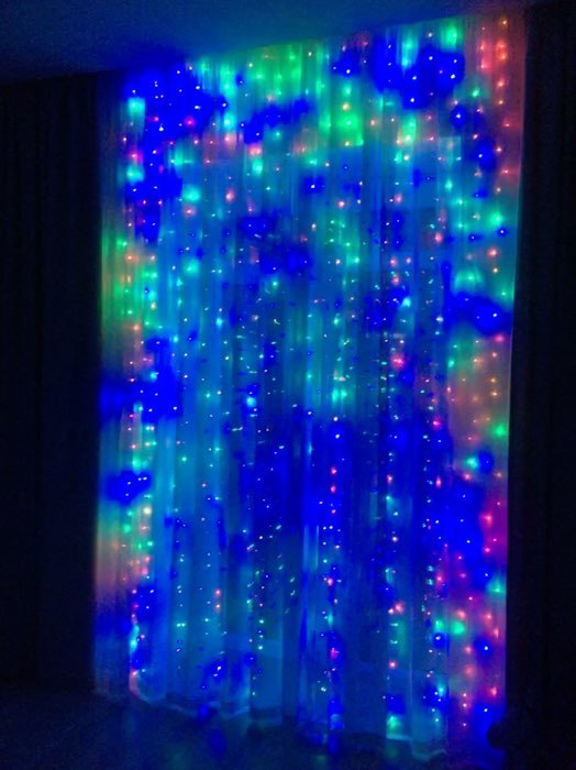 Фотография покупателя товара Гирлянда «Занавес» 2 × 1.5 м, IP20, прозрачная нить, 360 LED, свечение синее, 8 режимов, 220 В - Фото 23