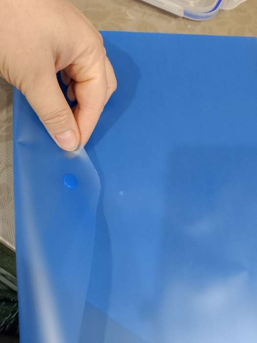 Фотография покупателя товара Папка-конверт на кнопке А4, 150 мкм, Calligrata Standard, прозрачная, синяя - Фото 1