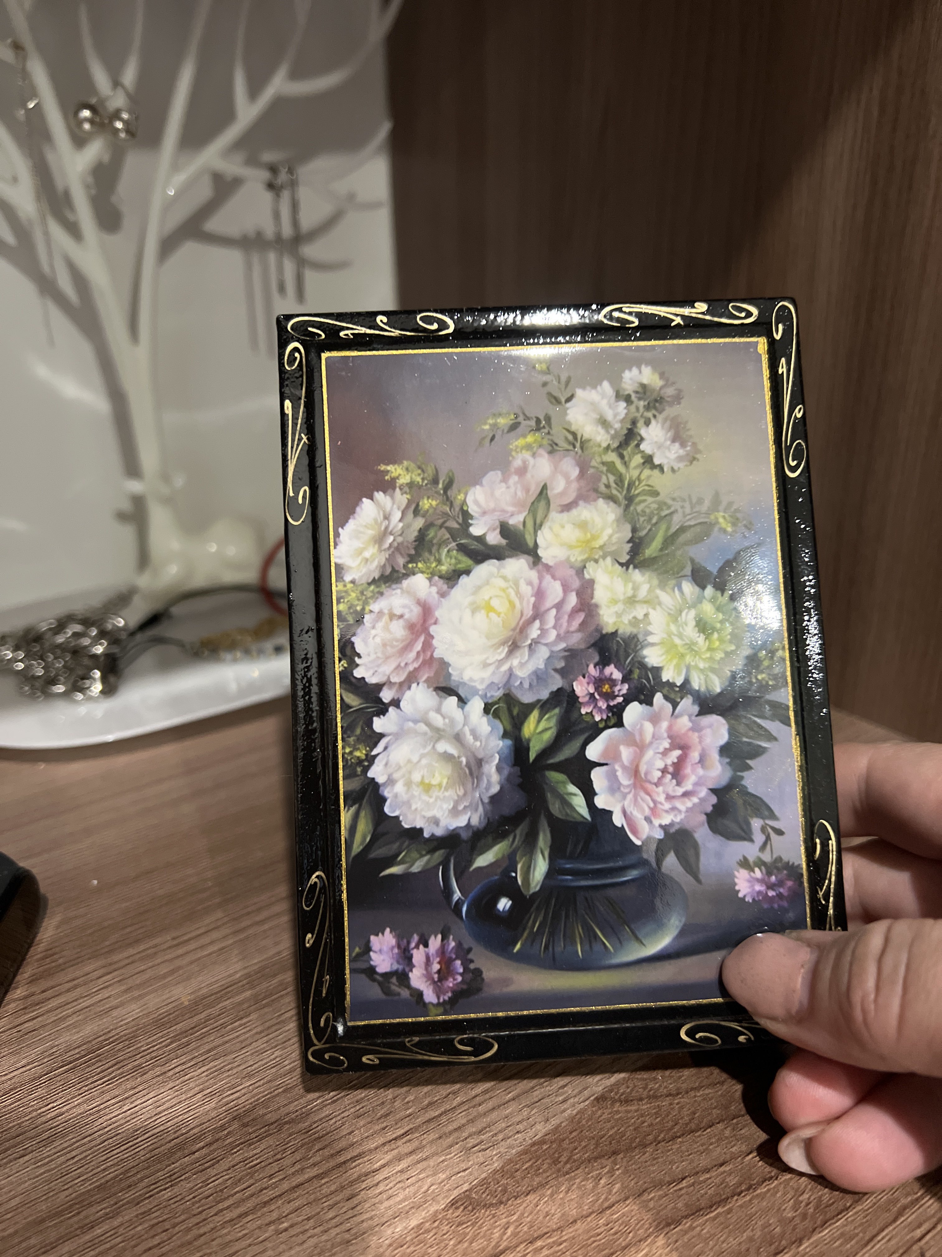 Фотография покупателя товара Шкатулка «Пионы в вазе», 10×14 см, лаковая миниатюра - Фото 1