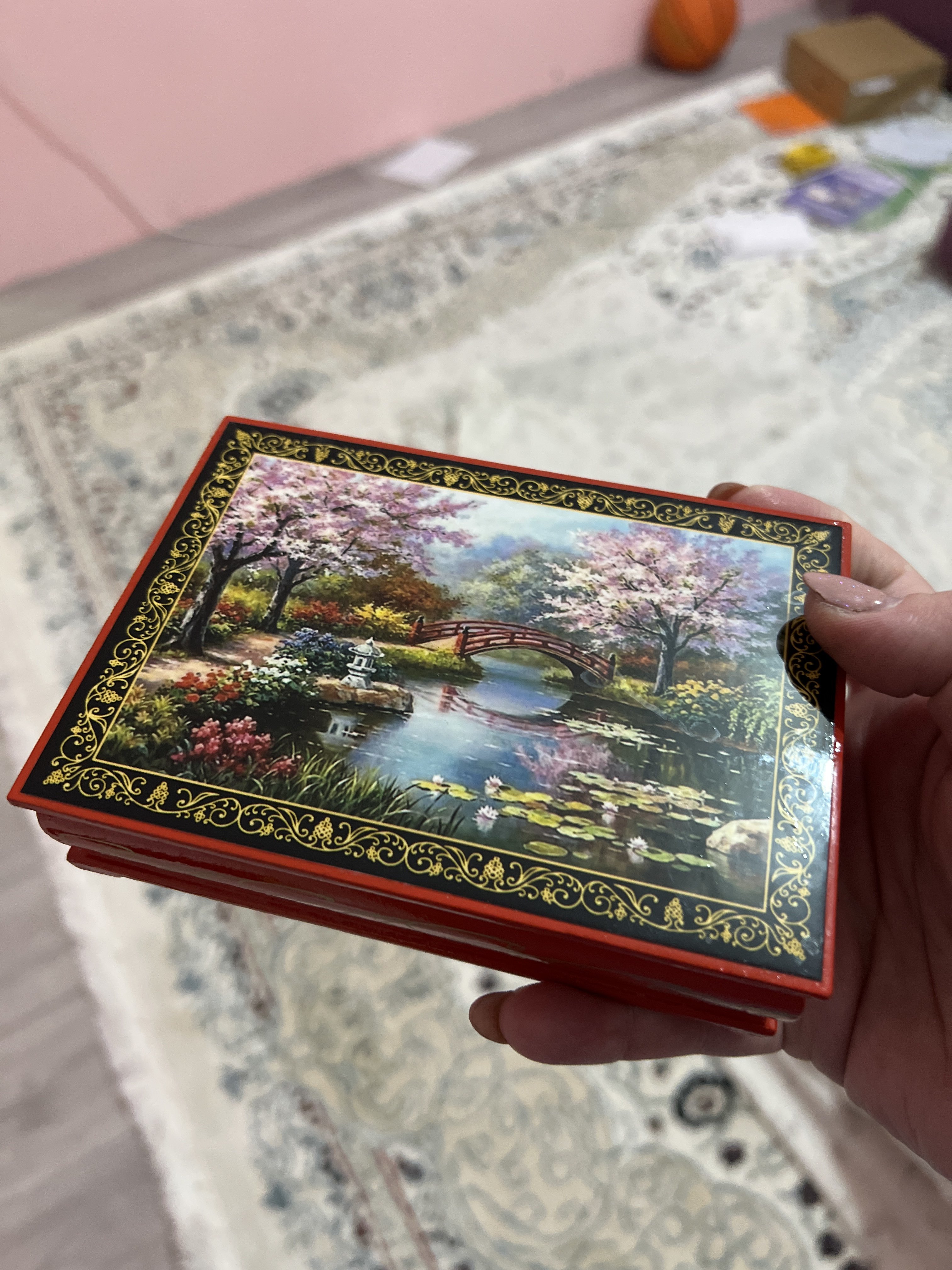Фотография покупателя товара Шкатулка «Цветение сакуры», красная, 10×14 см, лаковая миниатюра - Фото 1