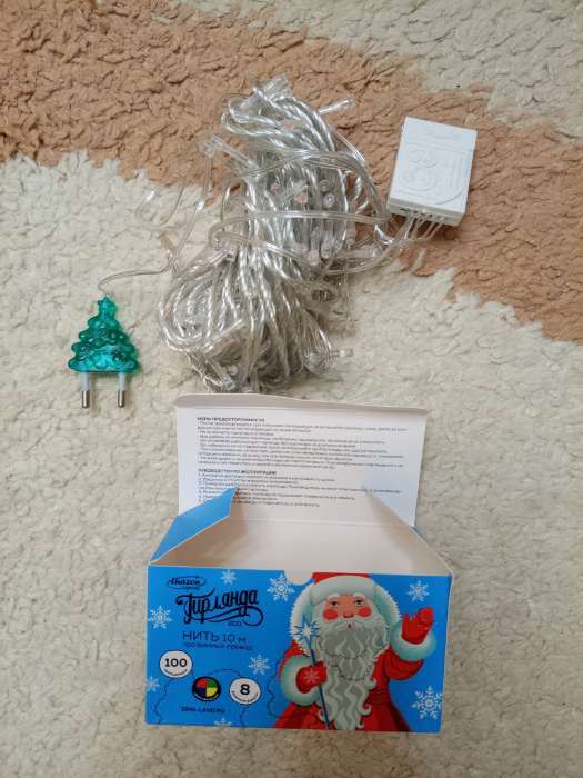 Фотография покупателя товара Гирлянда «Нить» 5 м, IP20, прозрачная нить, 50 LED, 8 режимов, 220 В, свечение синее - Фото 1