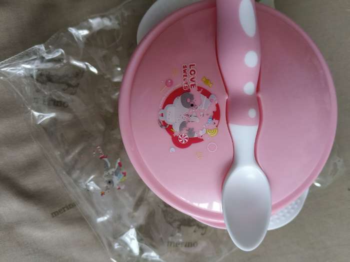 Фотография покупателя товара Тарелка M&B «Наше солнышко» на присоске, в наборе крышка, ложка, розовый - Фото 5