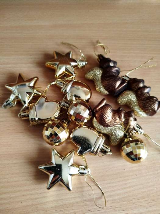 Фотография покупателя товара Ёлочные игрушки «Диско», шары новогодние, набор 12 шт., золотистый/коричневый - Фото 2