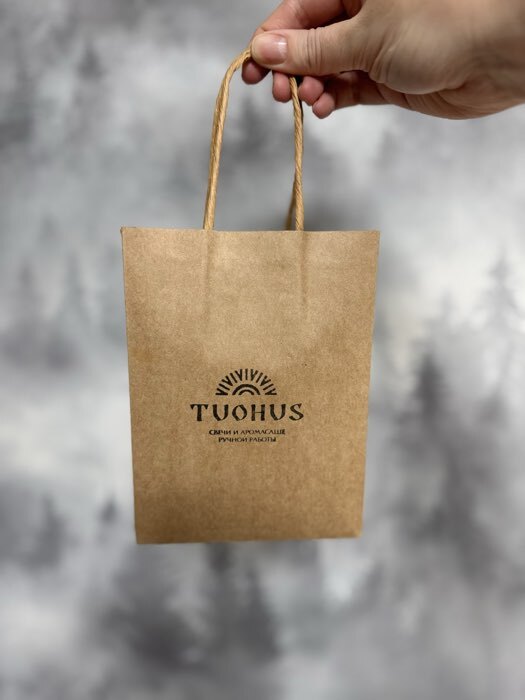 Фотография покупателя товара Пакет крафт без печати, круглая ручка, 15×11×6 см, 120 г - Фото 1