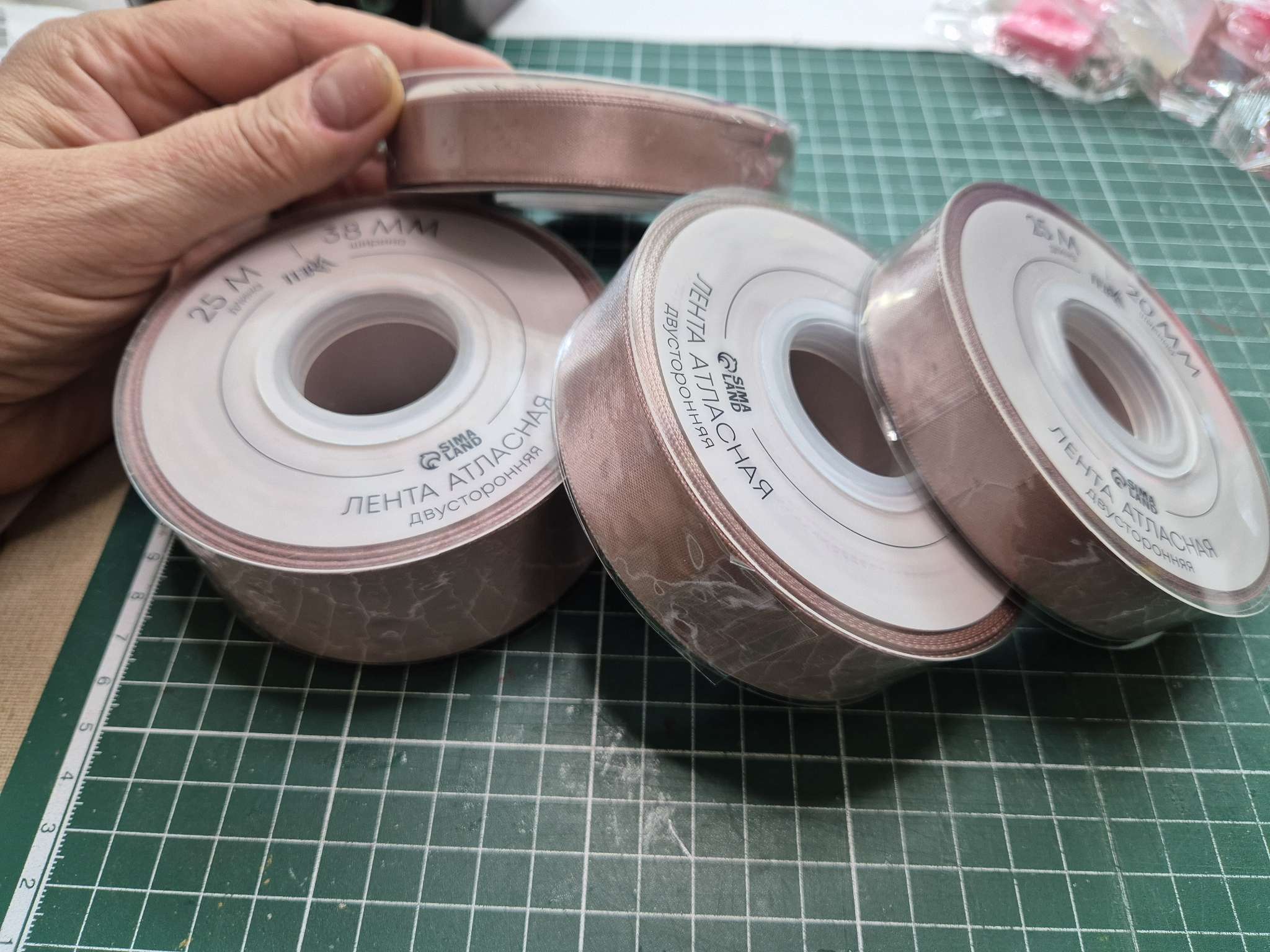 Фотография покупателя товара Лента атласная TEIRA, двухсторонняя, 15 мм, 25±1 м, нежно-розовая №164 - Фото 6