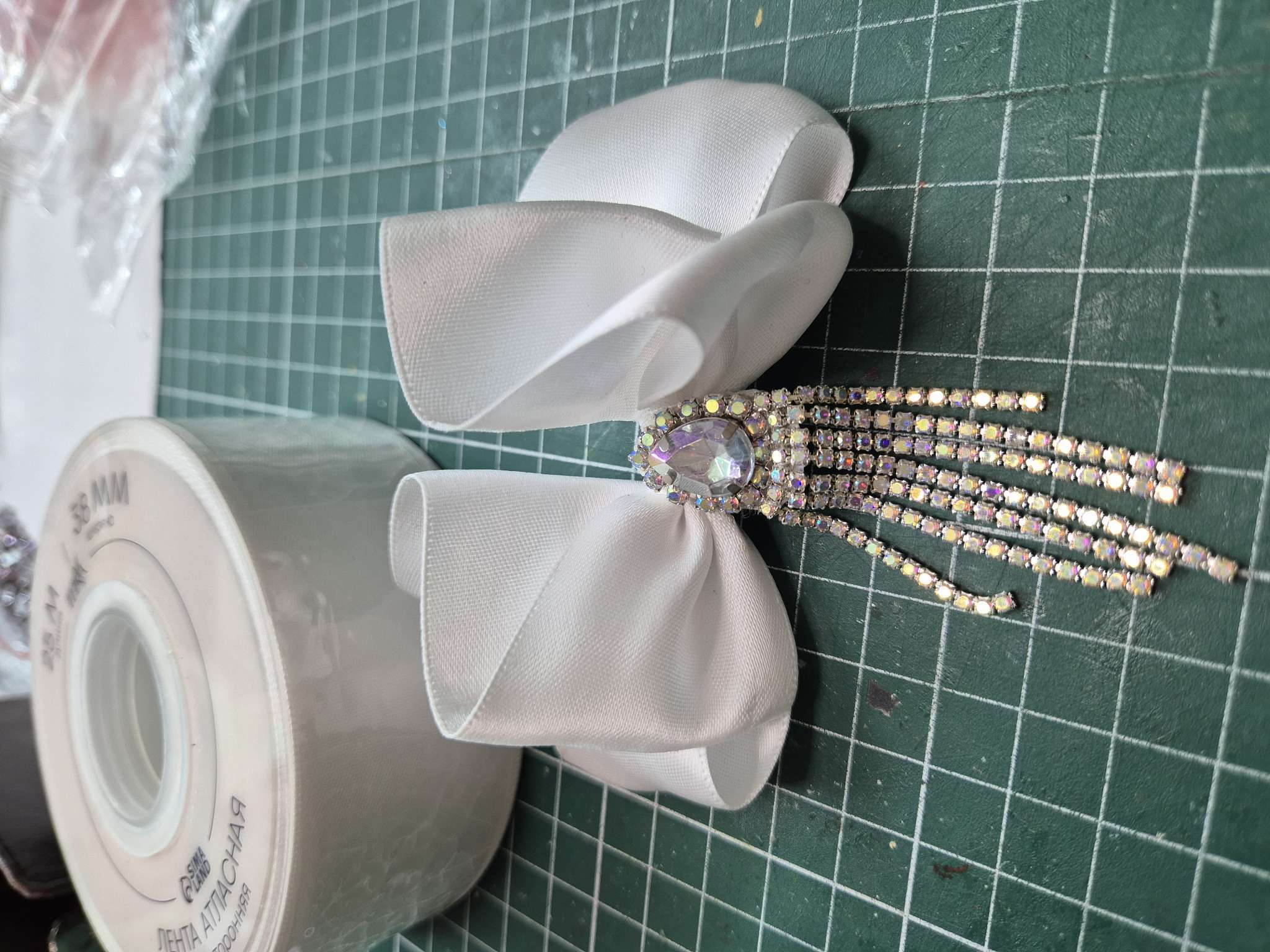 Фотография покупателя товара Лента атласная TEIRA, двухсторонняя, 38 мм, 25±1 м, белая №0029 - Фото 1