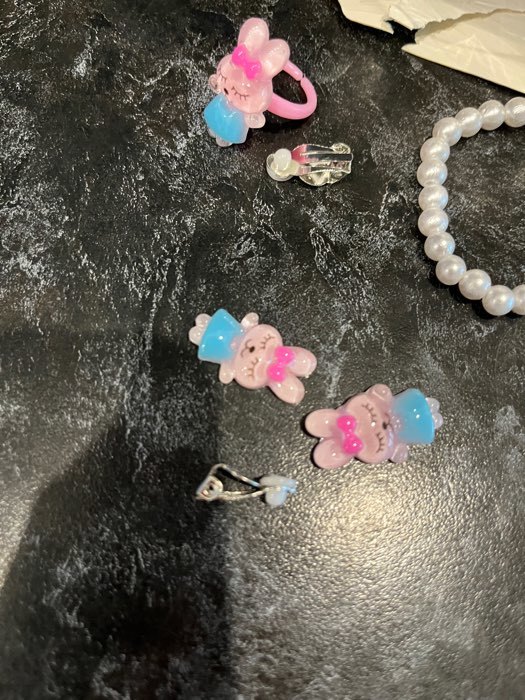 Фотография покупателя товара Набор детский «Выбражулька» 3 предмета: клипсы, браслет, кольцо, зайчики, цвет МИКС