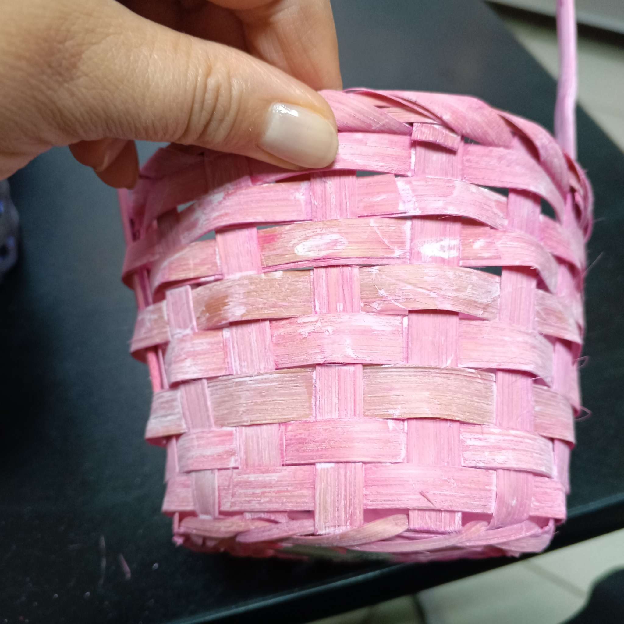 Фотография покупателя товара Корзина плетёная для хранения, 13×13×9.5 см, ручка h=21 см, бамбук, светло - розовая, Greengo - Фото 15