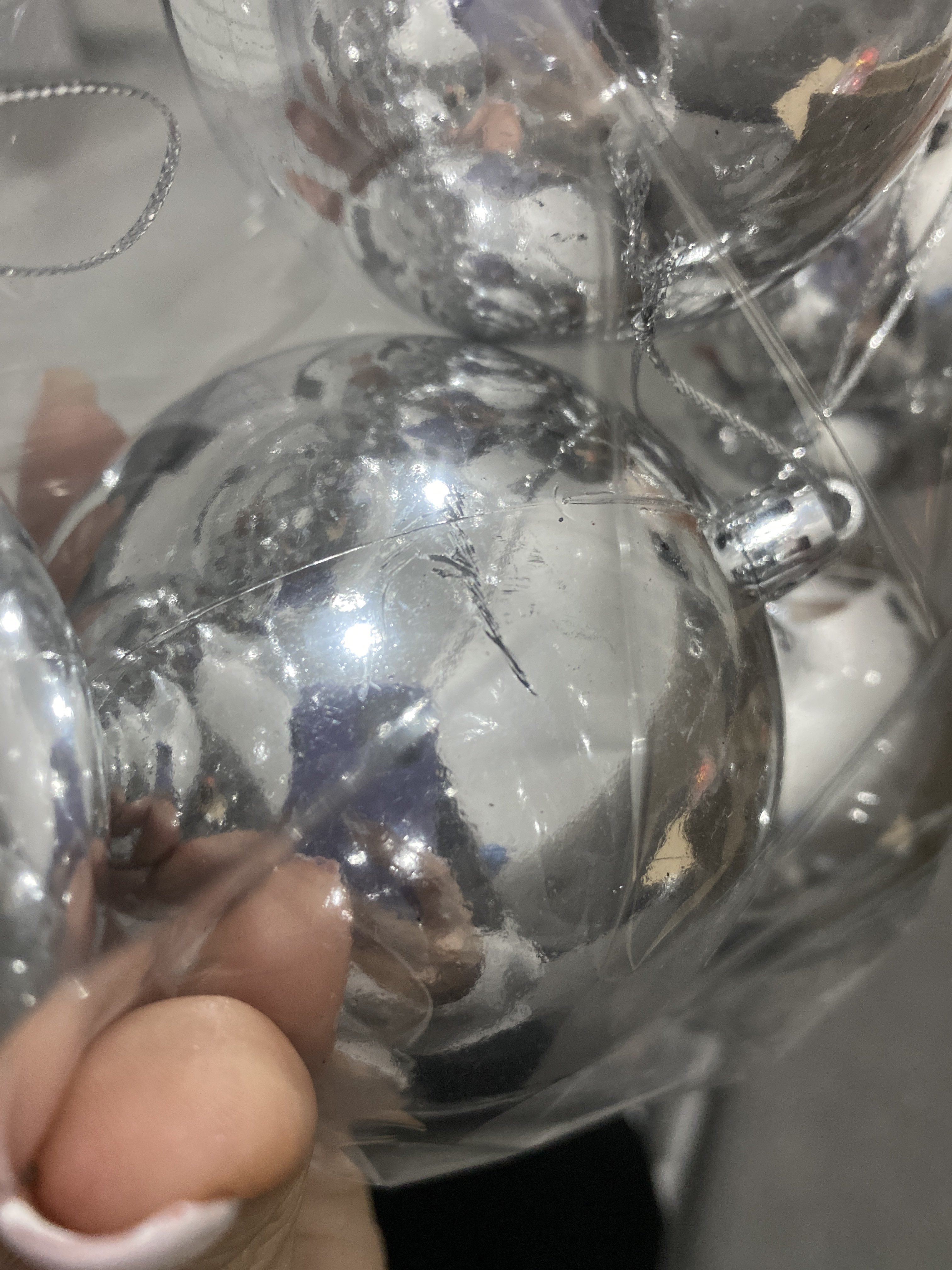 Фотография покупателя товара Набор шаров пластик d-8 см, 6 шт "Глянец" серебро