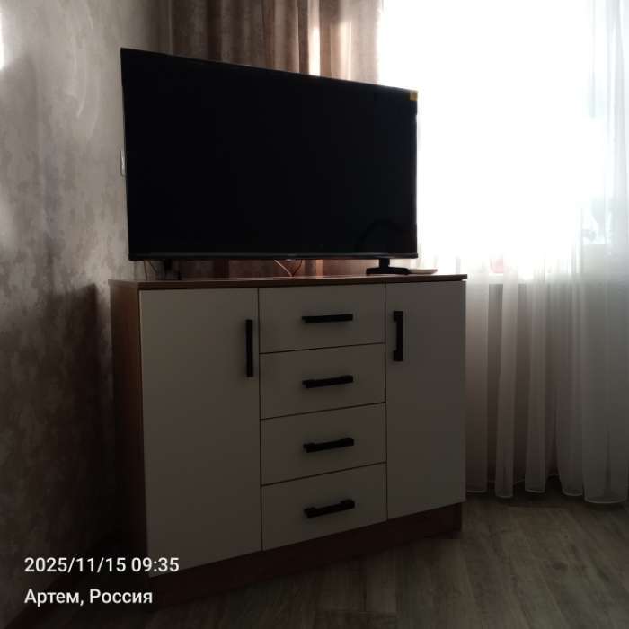 Фотография покупателя товара Комод для хранения «Эра. К1000-2Д», 4 ящика, 2 дверцы, 1000×430×830 мм, цвет дуб вотан/белый - Фото 1