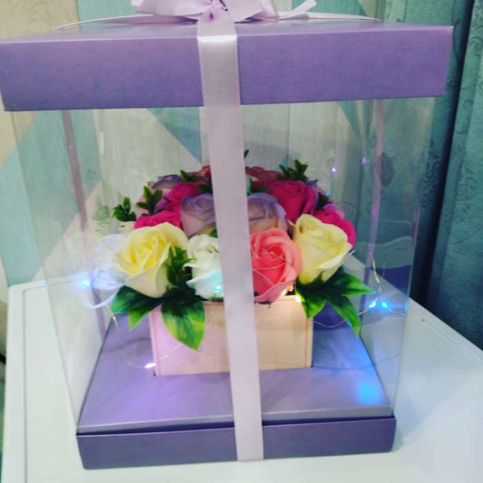 Фотография покупателя товара Коробка подарочная для цветов с вазой и PVC окнами складная, упаковка, «Счастья!», 23 х 30 х 23 см - Фото 6