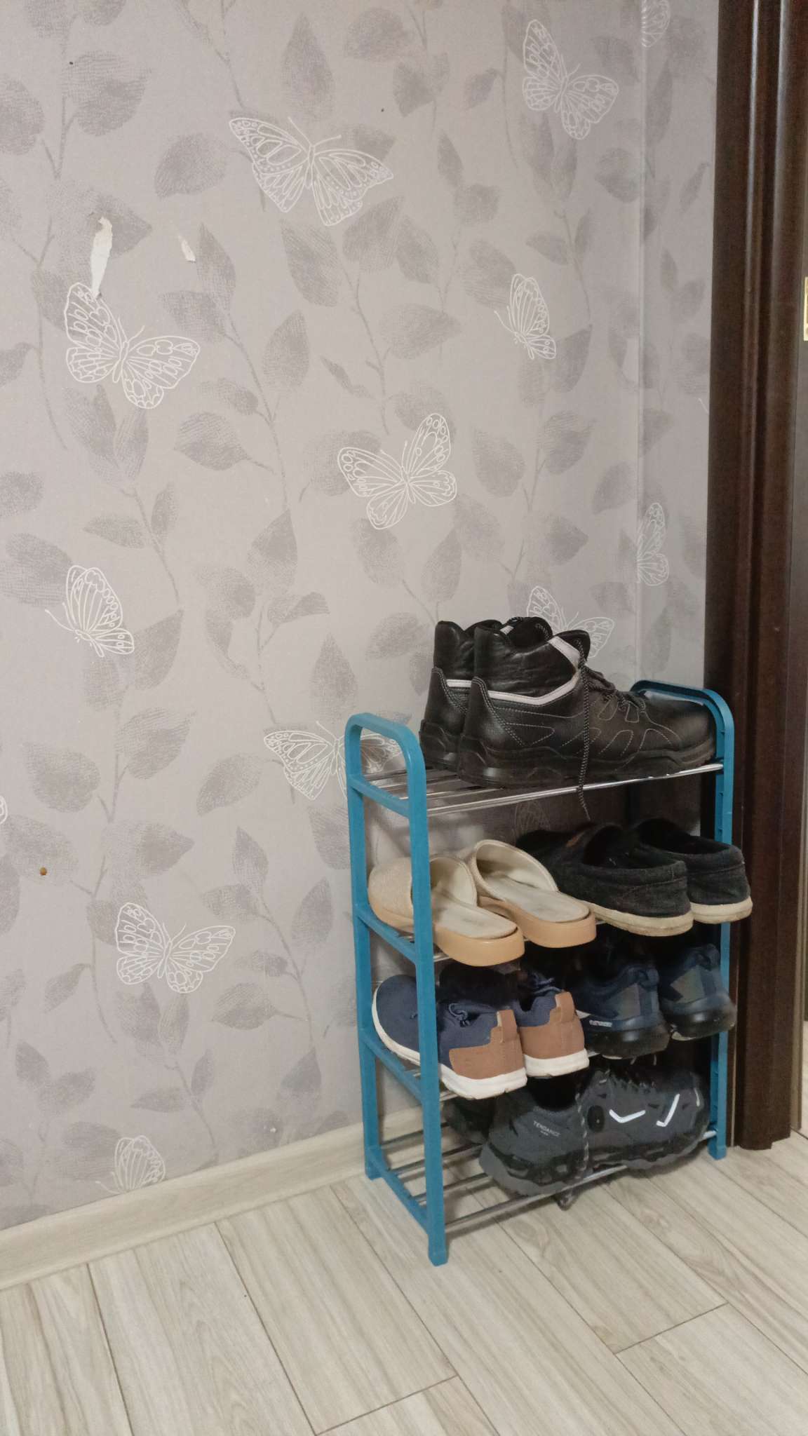 Фотография покупателя товара Полка для обуви Доляна, 4 яруса, 42×19×59 см, зелёная - Фото 1