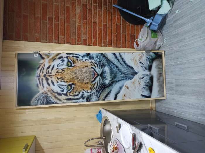 Фотография покупателя товара Дверь для бани и сауны "Тигр", 190 х 67 см, с фотопечатью 6 мм Добропаровъ - Фото 2
