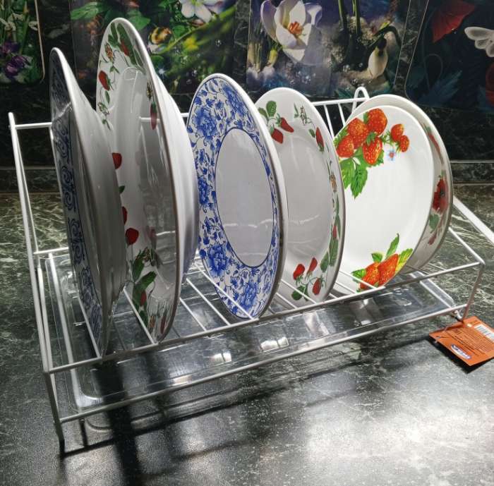 Фотография покупателя товара Сушилка для посуды с поддоном, 38×17.5×23.5 см, белая - Фото 1