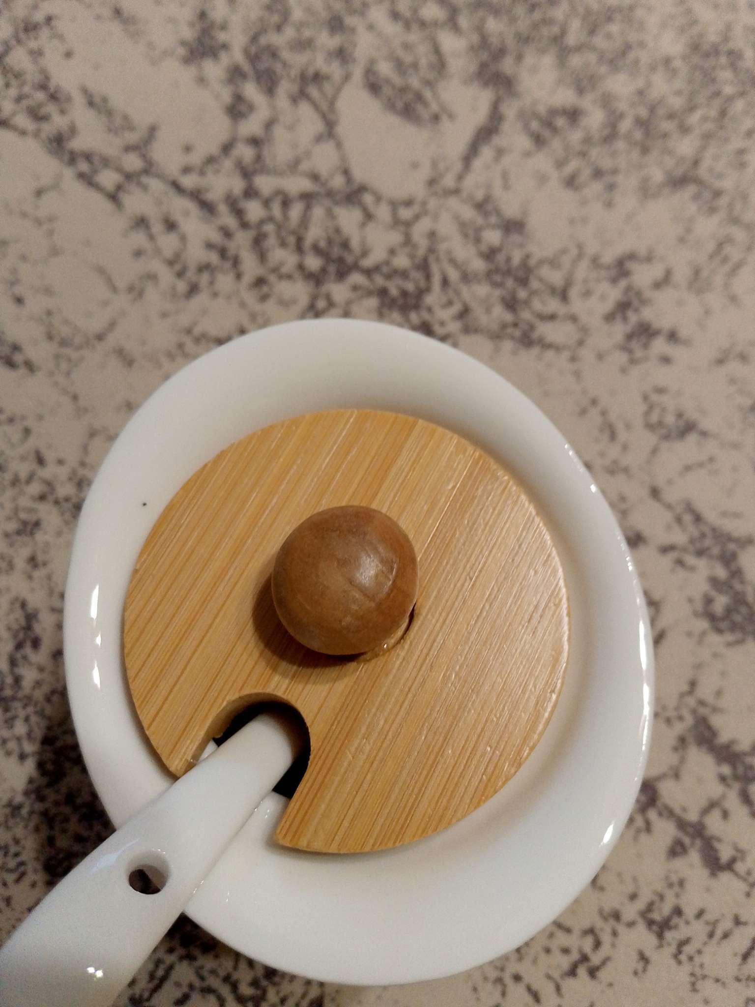 Фотография покупателя товара Сахарница с ложкой на бамбуковой подставке BellaTenero, 140 мл, фарфор, белая - Фото 5