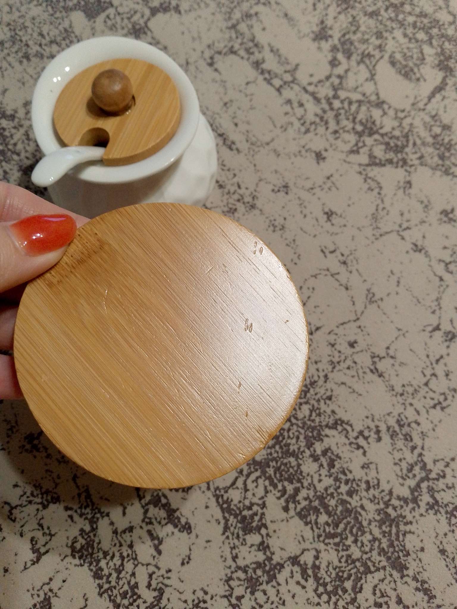 Фотография покупателя товара Сахарница с ложкой на бамбуковой подставке BellaTenero, 140 мл, фарфор, белая - Фото 6