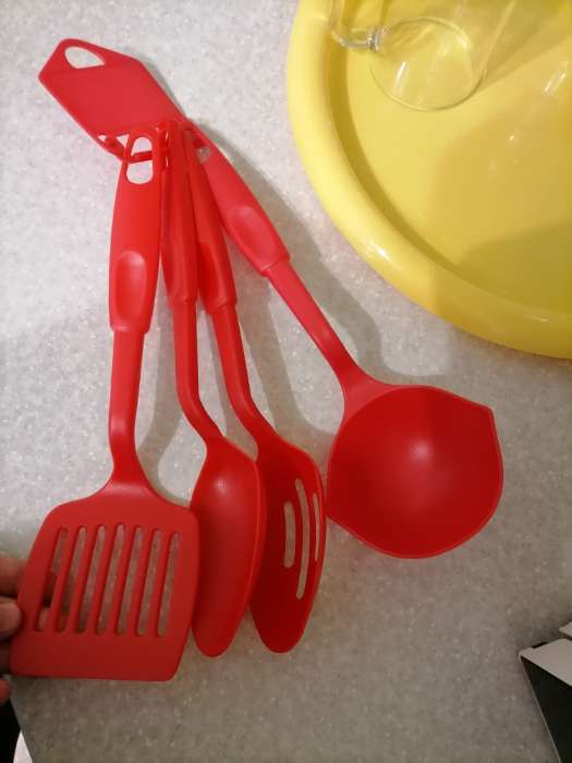 Фотография покупателя товара Набор кухонных принадлежностей Доляна «Радуга», 30 см, 4 предмета, цвет красный