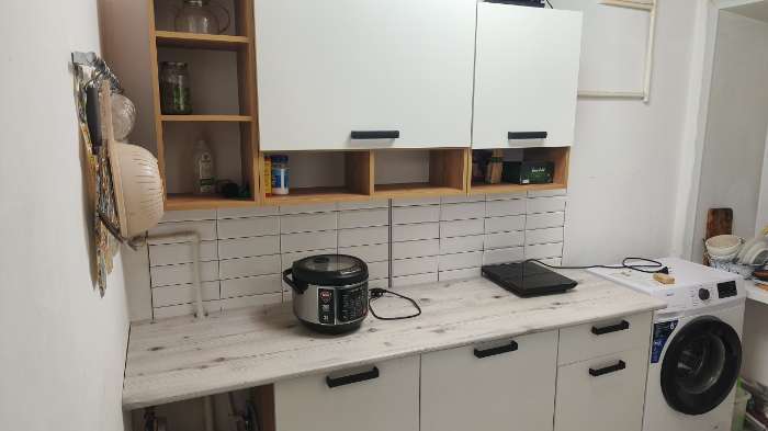 Фотография покупателя товара Кухонный гарнитур прямой «Варвара», 1600×600 мм, цвет крафт золотой/белый - Фото 1