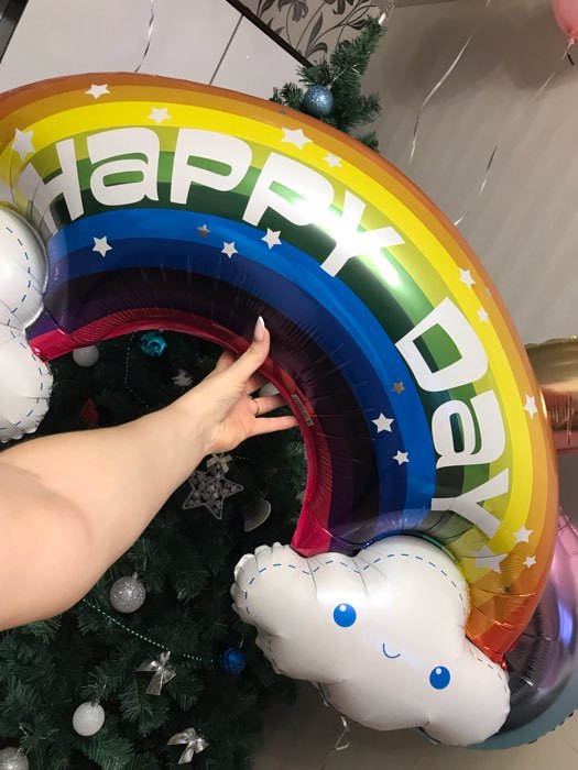 Фотография покупателя товара Шар фольгированный 39" «Радуга в облаках», Happy Day, фигура - Фото 1