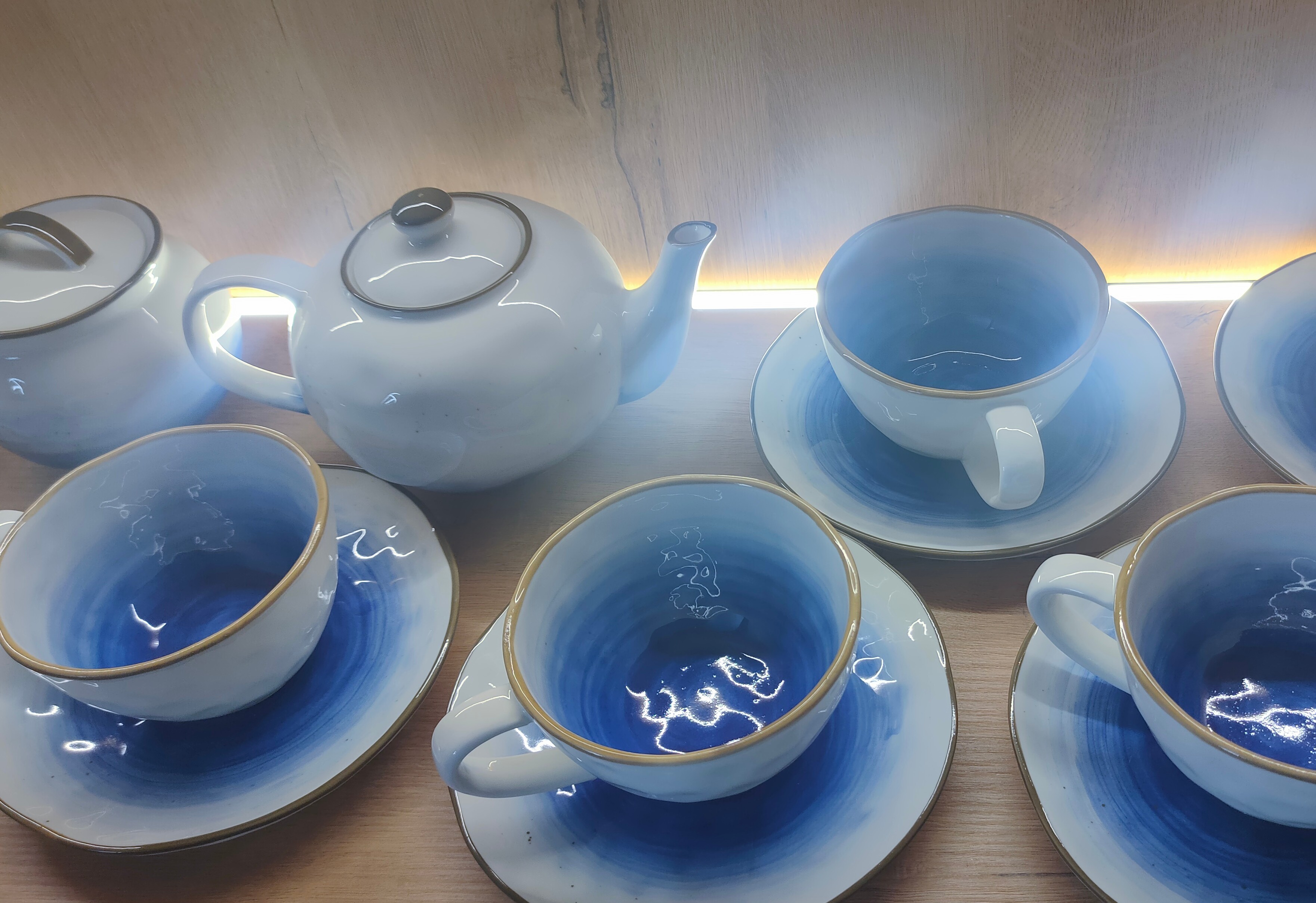 Фотография покупателя товара Чайная пара фарфоровая Доляна «Космос», 2 предмета: чашка 250 мл, блюдце d=16 см, цвет синий - Фото 5