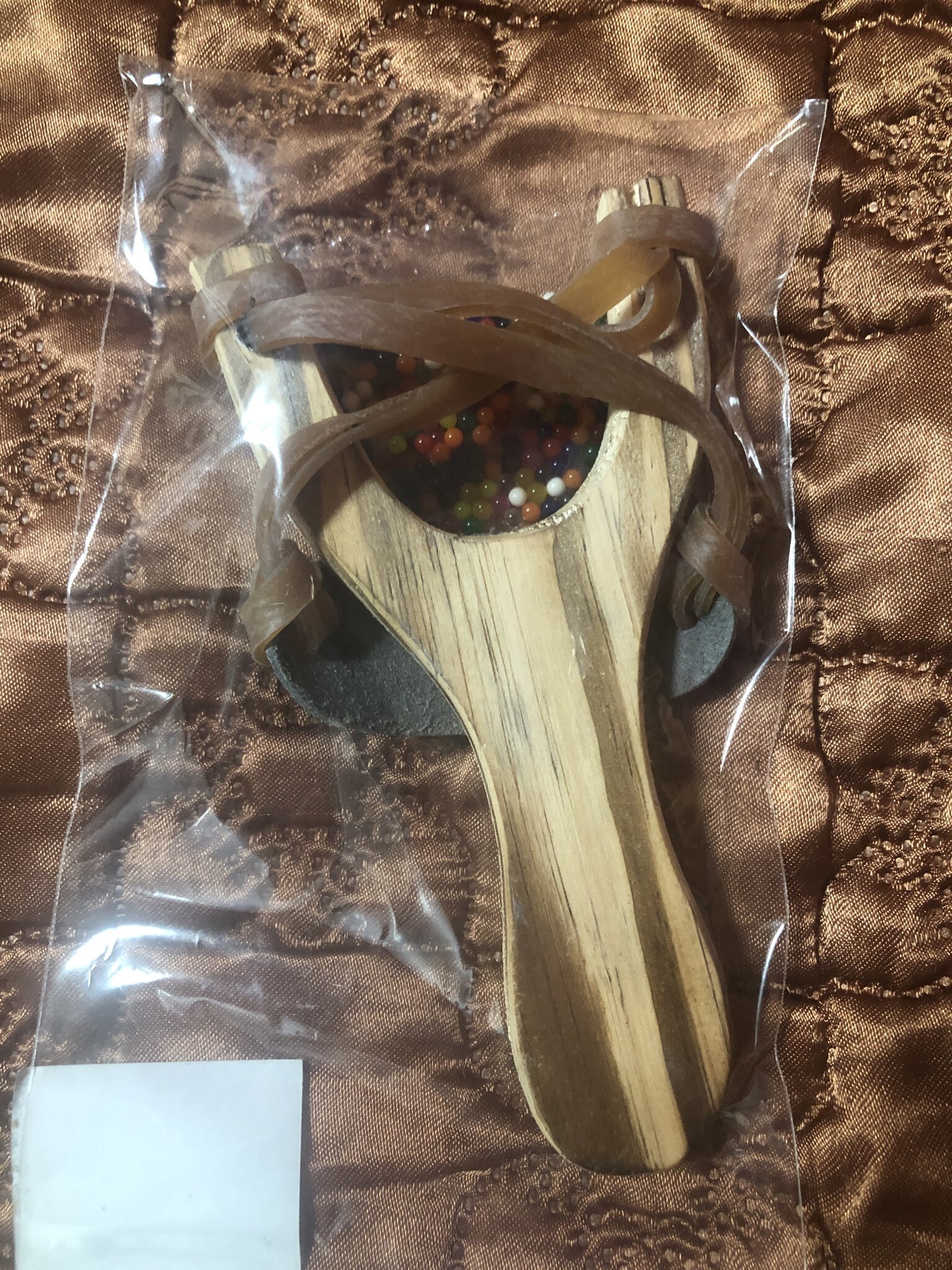 Фотография покупателя товара Детское оружие деревянное «Рогатка и растущие шарики», 15 см - Фото 2