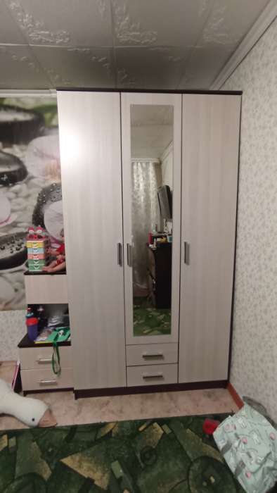 Фотография покупателя товара Шкаф прямой трёхстворчатый «Трио», 2 ящика, 1200×482×2200 мм, цвет венге/лоредо - Фото 3