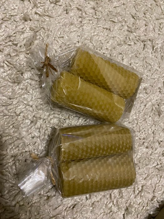 Фотография покупателя товара Набор свечей из вощины медовых с добавлением эфирного масла "Сосна" 8 см, 2 шт