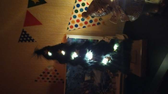 Фотография покупателя товара Новогодний настольный декор с подсветкой «Ёль с гирляндой» 10×6×29.5 см - Фото 2