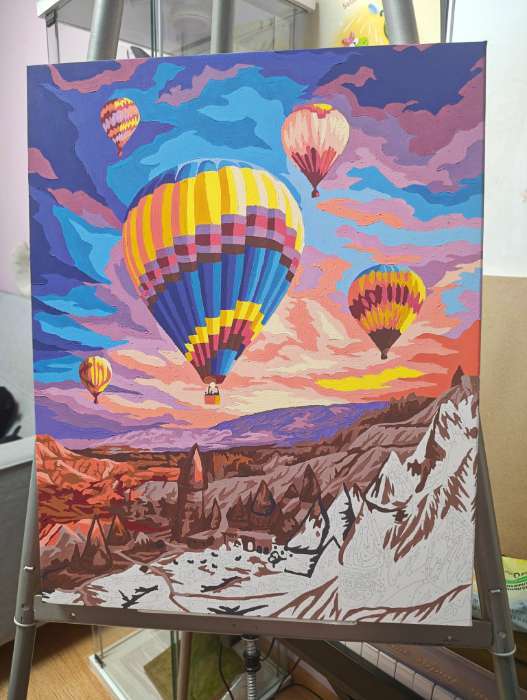 Фотография покупателя товара Картина по номерам на холсте с подрамником «Воздушный шар на закате» 40×50 см - Фото 1