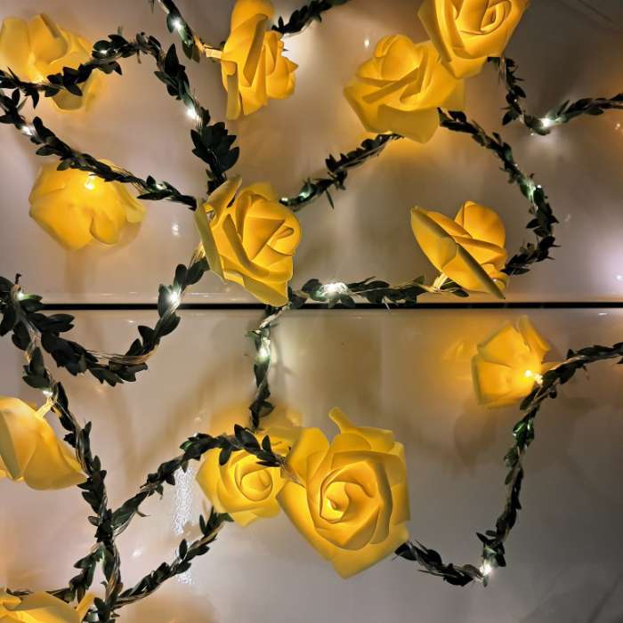 Фотография покупателя товара Гирлянда «Нить» 5 м с насадками «Розы оранжевые», IP20, прозрачная нить, 20 LED, свечение тёплое белое, 220 В - Фото 4