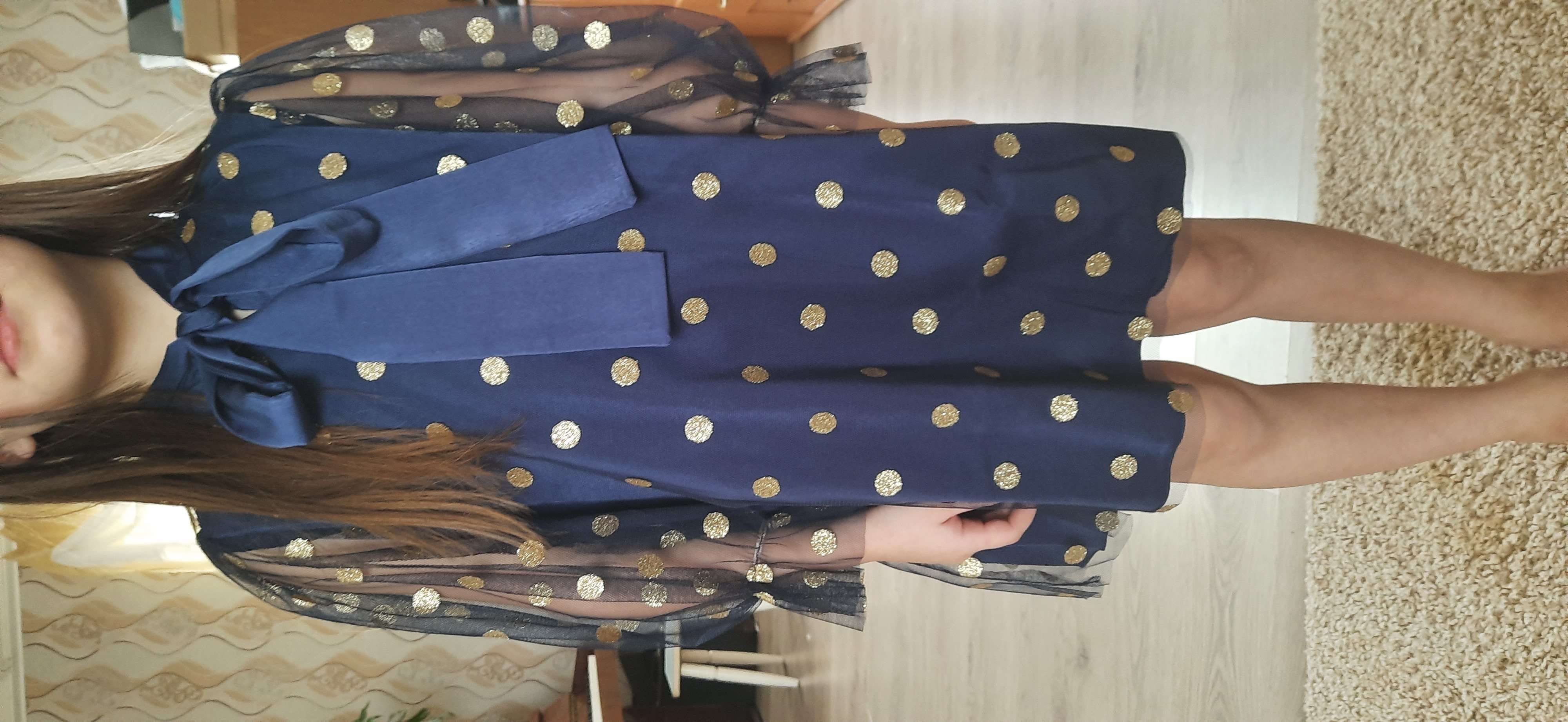 Фотография покупателя товара Платье детское нарядное KAFTAN горошек, рост 86-92, синий - Фото 1
