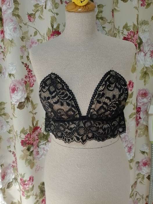 Фотография покупателя товара Кружевная эластичная ткань, 190 мм, 2.7±0.5 м, чёрная №16 - Фото 1