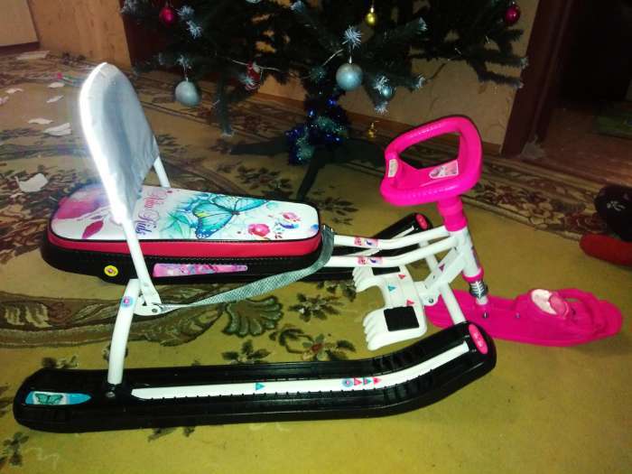 Фотография покупателя товара Снегокат «Тимка спорт 4-1 Единорог», ТС4-1М/ЕР, со спинкой и ремнём безопасности, цвет розовый/серый/сиреневый - Фото 10