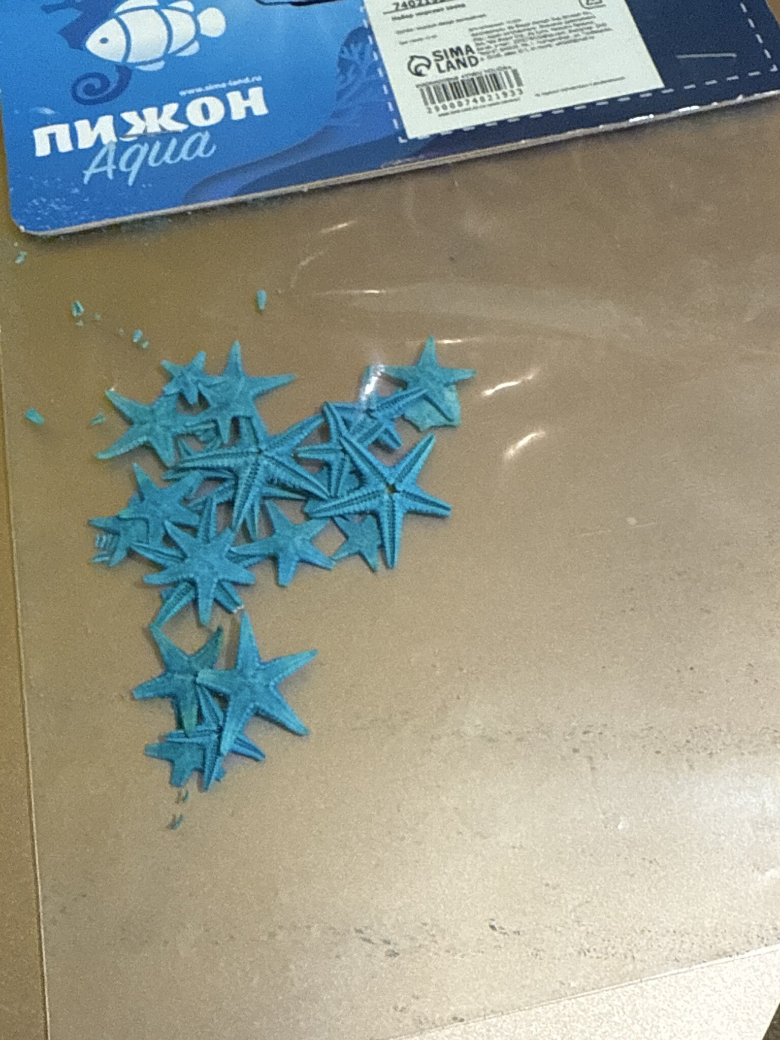 Фотография покупателя товара Набор натуральных морских звезд, 1.5 - 2.5 см, 20 шт., синий - Фото 1