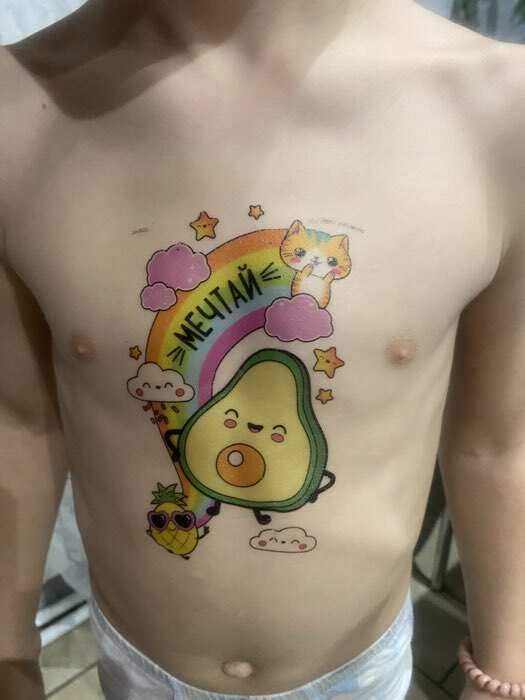 Фотография покупателя товара Переводные татуировки детские «Авокадо», тату — 1 шт. - Фото 1