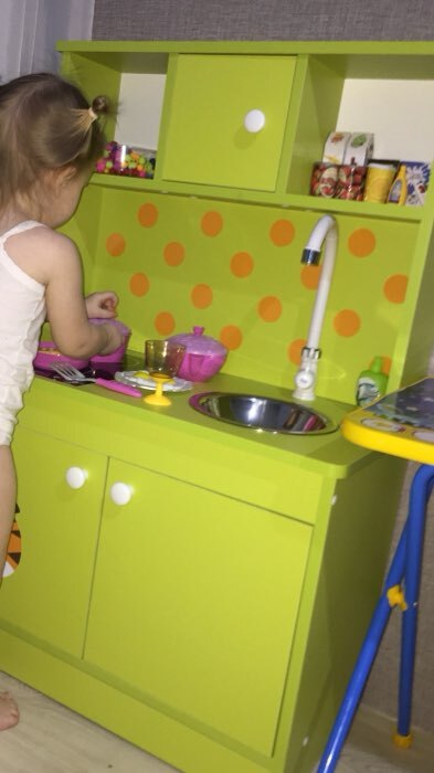 Фотография покупателя товара Игровая мебель «Детская кухня», цвет корпуса бело-серый, цвет фасада бело-малиновый, фартук ромб - Фото 16