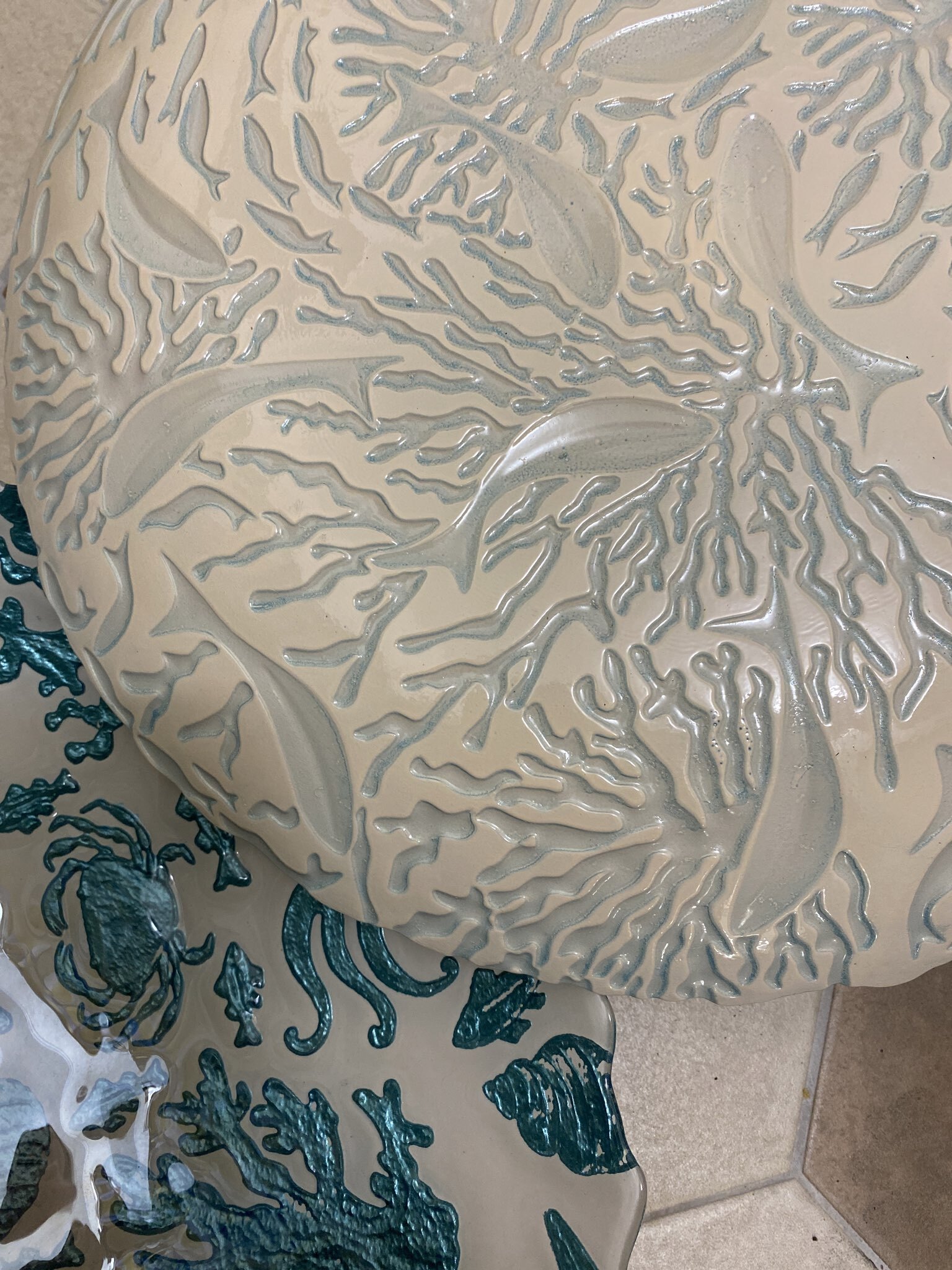 Фотография покупателя товара Блюдо для подачи «Дельмар. Кораллы», d=33 см, стекло, бирюзовое - Фото 2