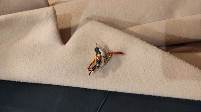 Фотография покупателя товара Брошь «Птичка» чижик, цветная в золоте - Фото 3