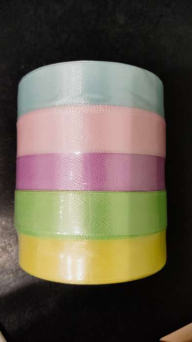 Фотография покупателя товара Атласная лента, набор 5 шт. «Пастельный», 10 мм, 23±1 м - Фото 1