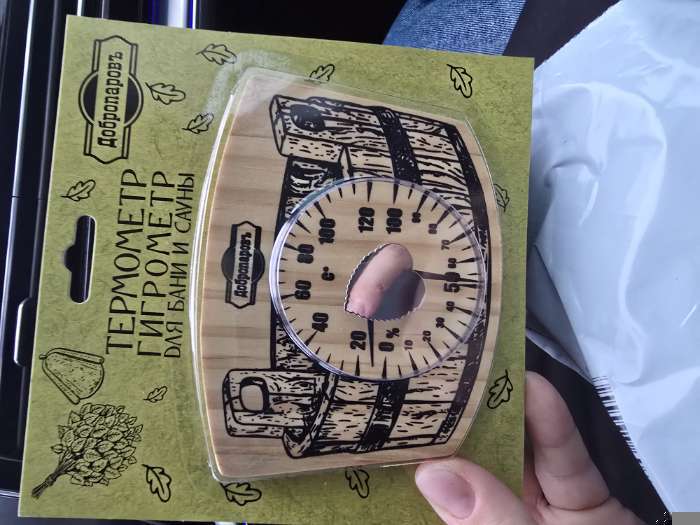 Фотография покупателя товара Термометр - гигрометр для бани и сауны «Шайка», деревянный, «Добропаровъ» - Фото 1