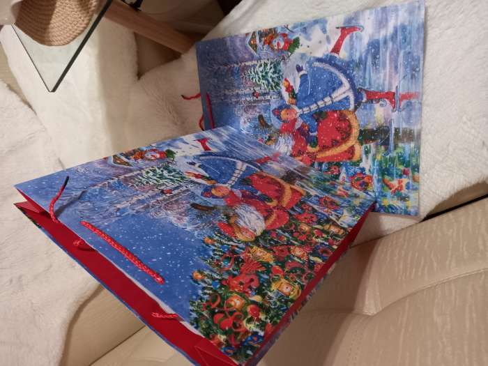 Фотография покупателя товара Пакет подарочный новогодний ламинированный «Нежные совы», 33×42.5×10 см - Фото 1