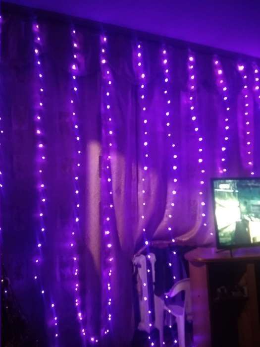 Фотография покупателя товара Гирлянда «Занавес» 2.8 × 3 м роса на крючках, с пультом, IP20, серебристая нить, 300 LED, свечение фиолетовое, 8 режимов, USB - Фото 13
