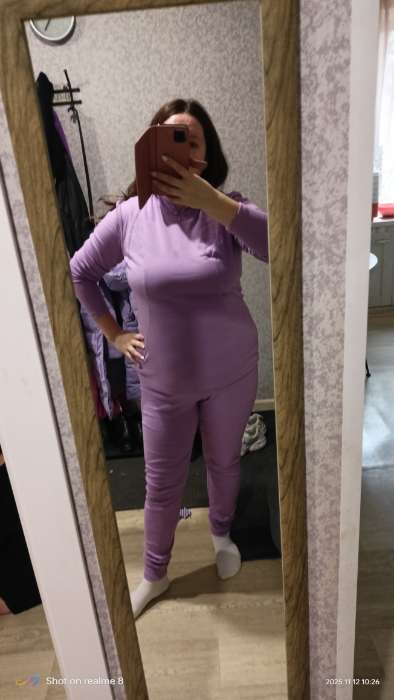 Фотография покупателя товара Термобельё женское (лонгслив, лосины) MINAKU, чёрное, размер 42 - Фото 1