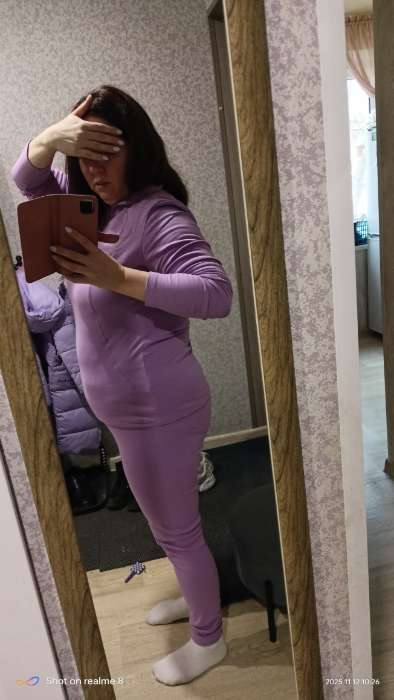 Фотография покупателя товара Термобельё женское (лонгслив, лосины) MINAKU, чёрное, размер 42 - Фото 2