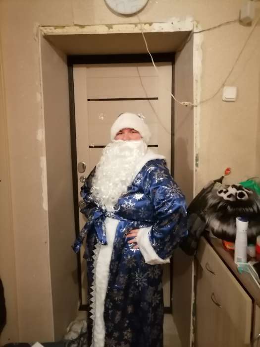 Фотография покупателя товара Карнавальный костюм «Дед Мороз», сатин, р. 54-56, цвет синий - Фото 6