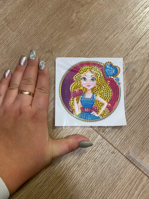 Фотография покупателя товара Алмазная мозаика-стикер на наклейке для детей «Модница»