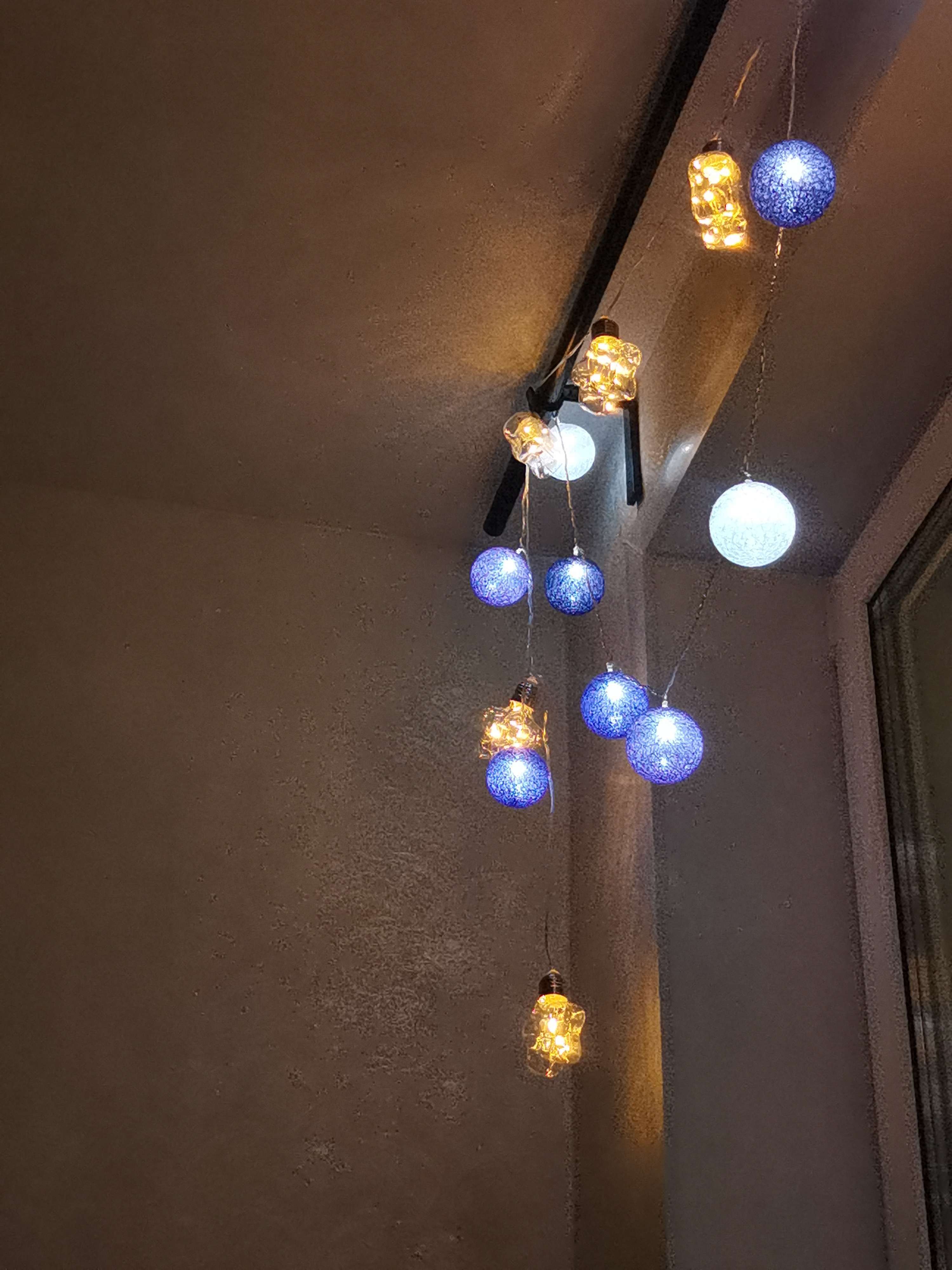 Фотография покупателя товара Гирлянда «Нить» 3 м с насадками «Лампочки кристалл», IP20, прозрачная нить, 80 LED, свечение синее, 8 режимов, 220 В - Фото 1