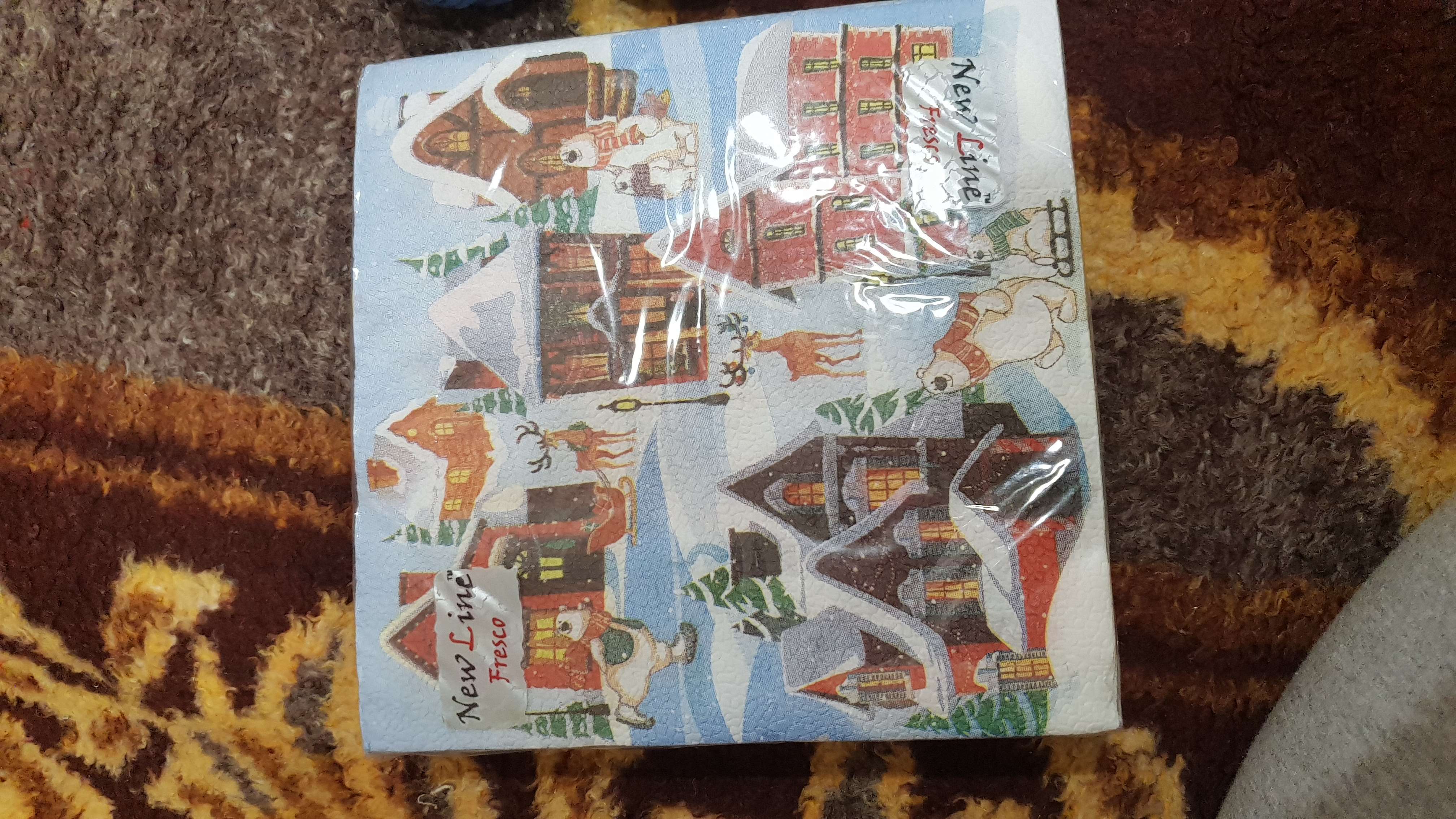 Фотография покупателя товара Салфетки бумажные Fresco, 33х33 см, 2 слоя, 20 шт, с рисунком "Домики" - Фото 3