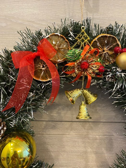 Фотография покупателя товара Украшение новогоднее "Колокольчик нарядная ёлка" 8х15 см, красно-золотой
